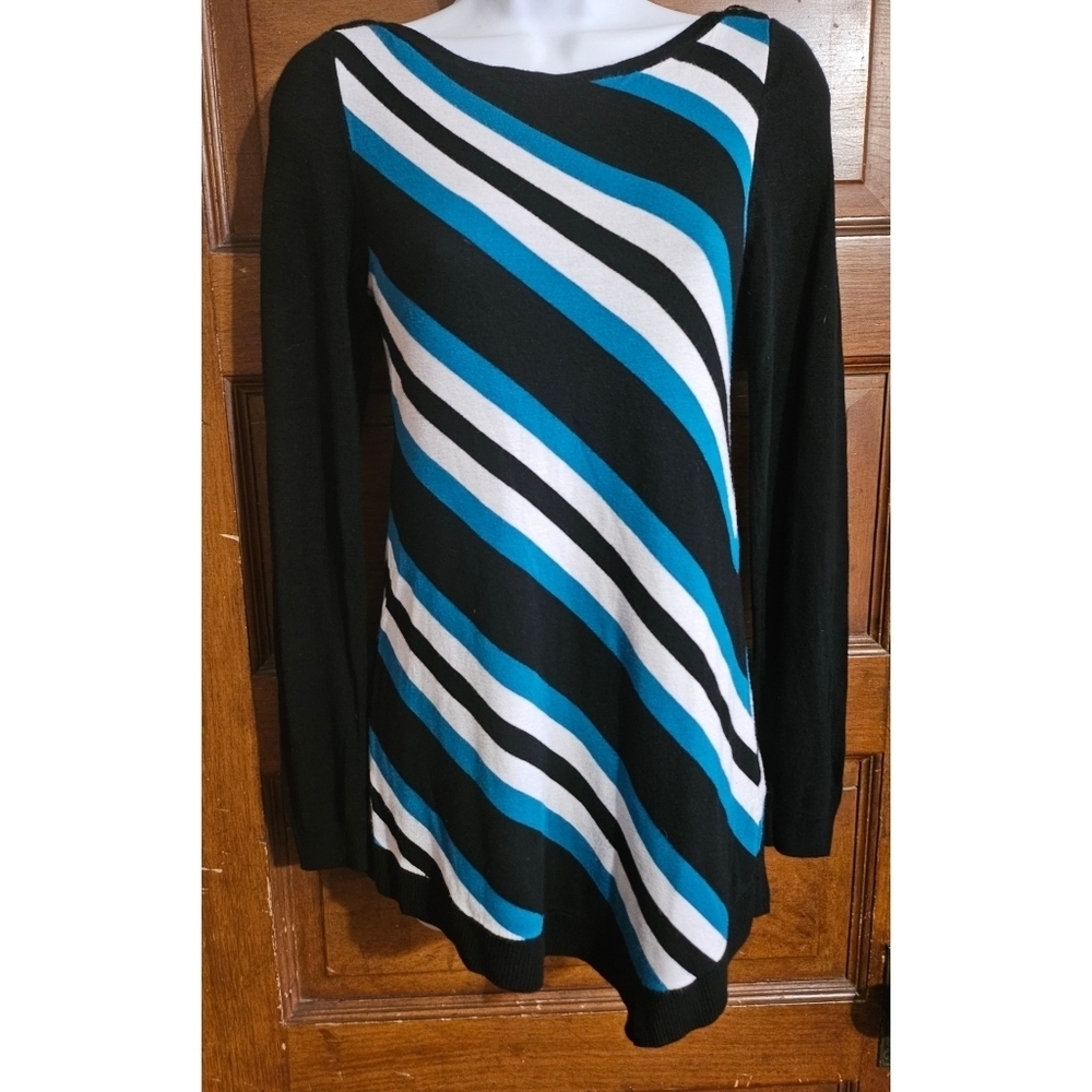 White House Black Market Striped Angled Hem Tunic Sweater